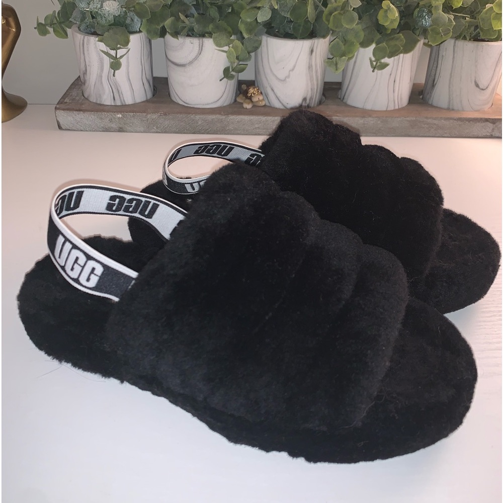 UGG Slippers Slides, Fluff Yeah, Black